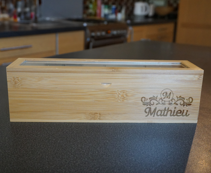 personnalisation gravure kit en bois de thé